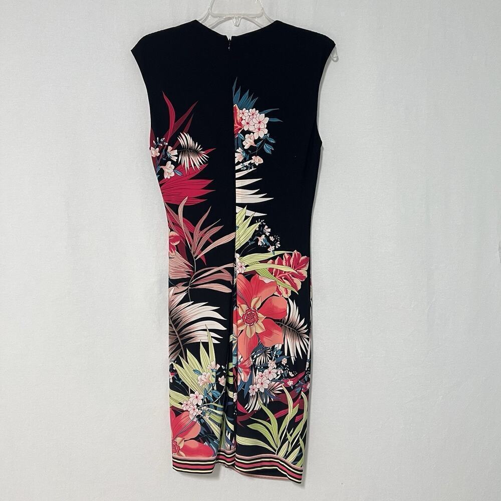 CACHE Sheath Dress Size 10 Tropical Floral Oriental Stretch Coquette VTG - Picture 7 of 12